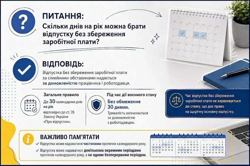 основне зображення для 30 днів – уже не ліміт: скільки можна брати відпустку за свій рахунок