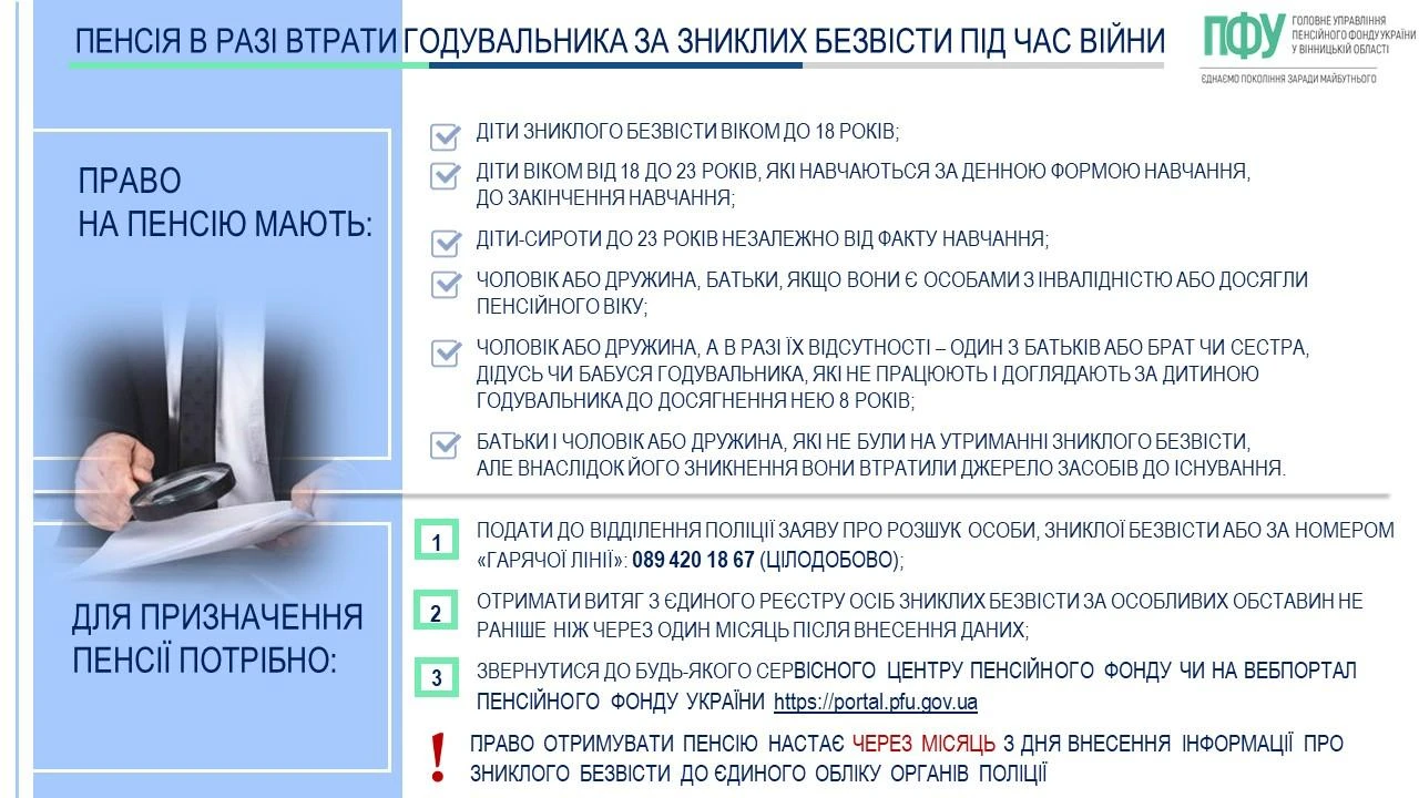 основне зображення для Пенсія по втраті годувальника за безвісти зниклих під час війни: хто і коли може отримати